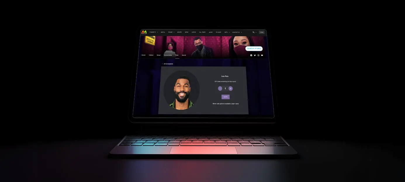 Laptop showing Idols voting